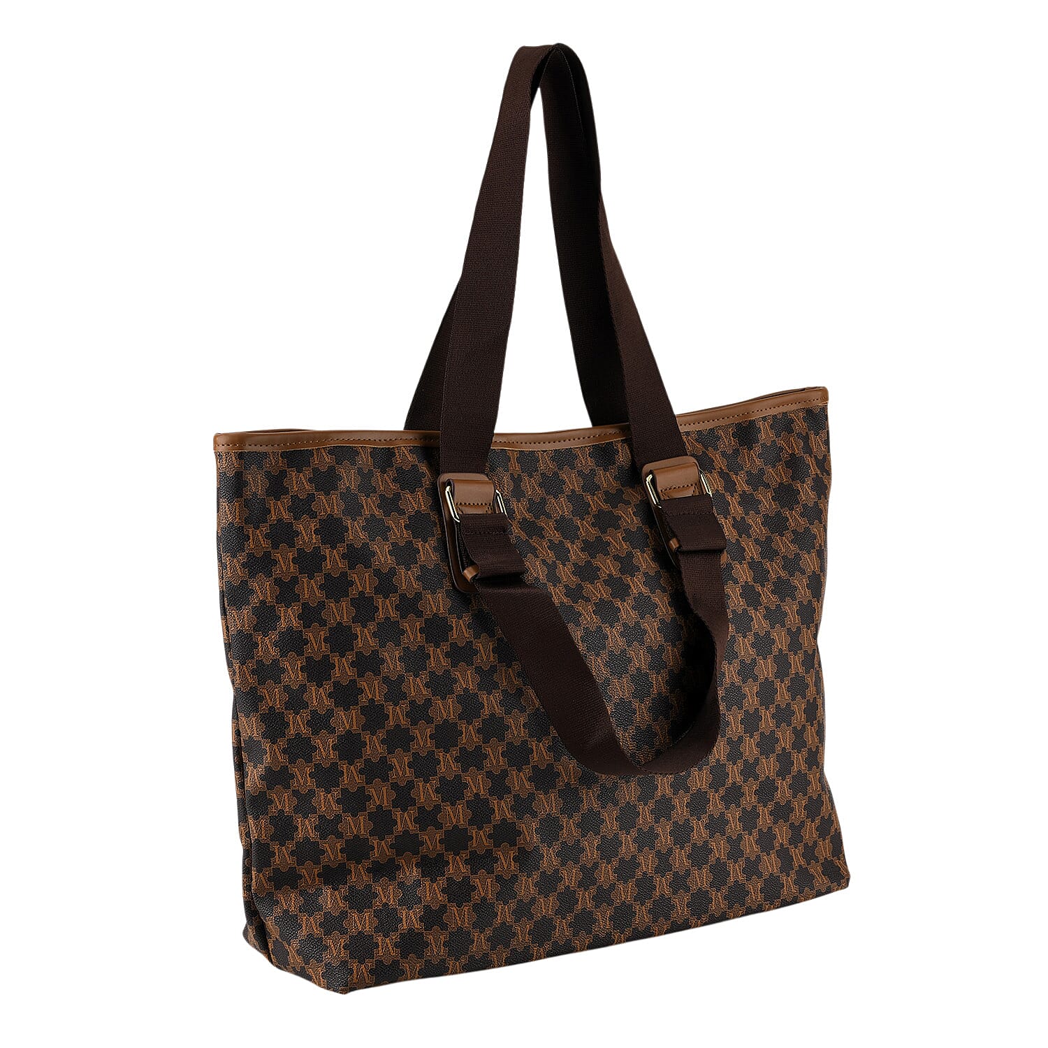 Styled By Oversized Structured Fashion Tote Bag - Brown