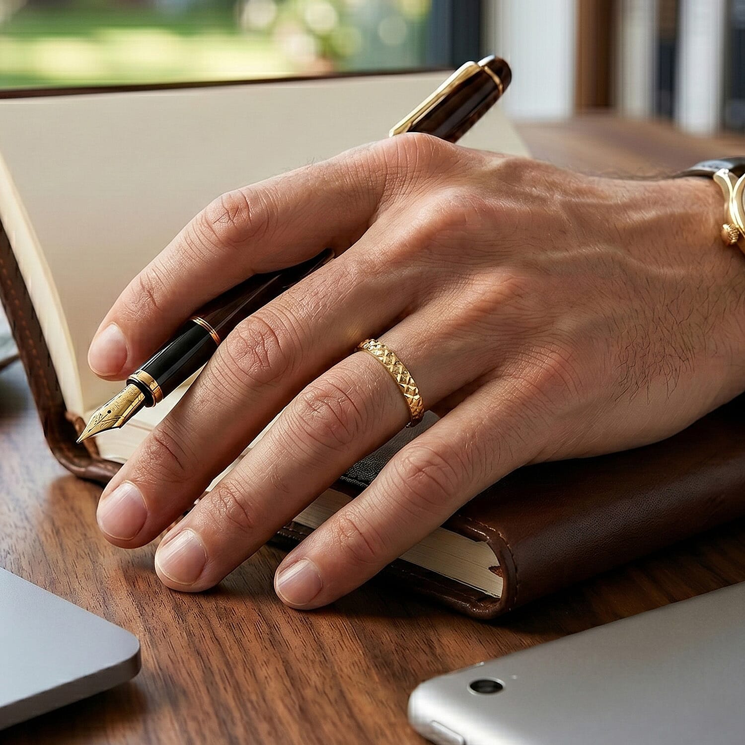 Maestro Collection - 9K Yellow Gold Diamond Cut Band Ring