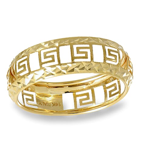 Designer inspired Maestro Collection 9K Yellow Gold Greek Key Sparkle Ring
