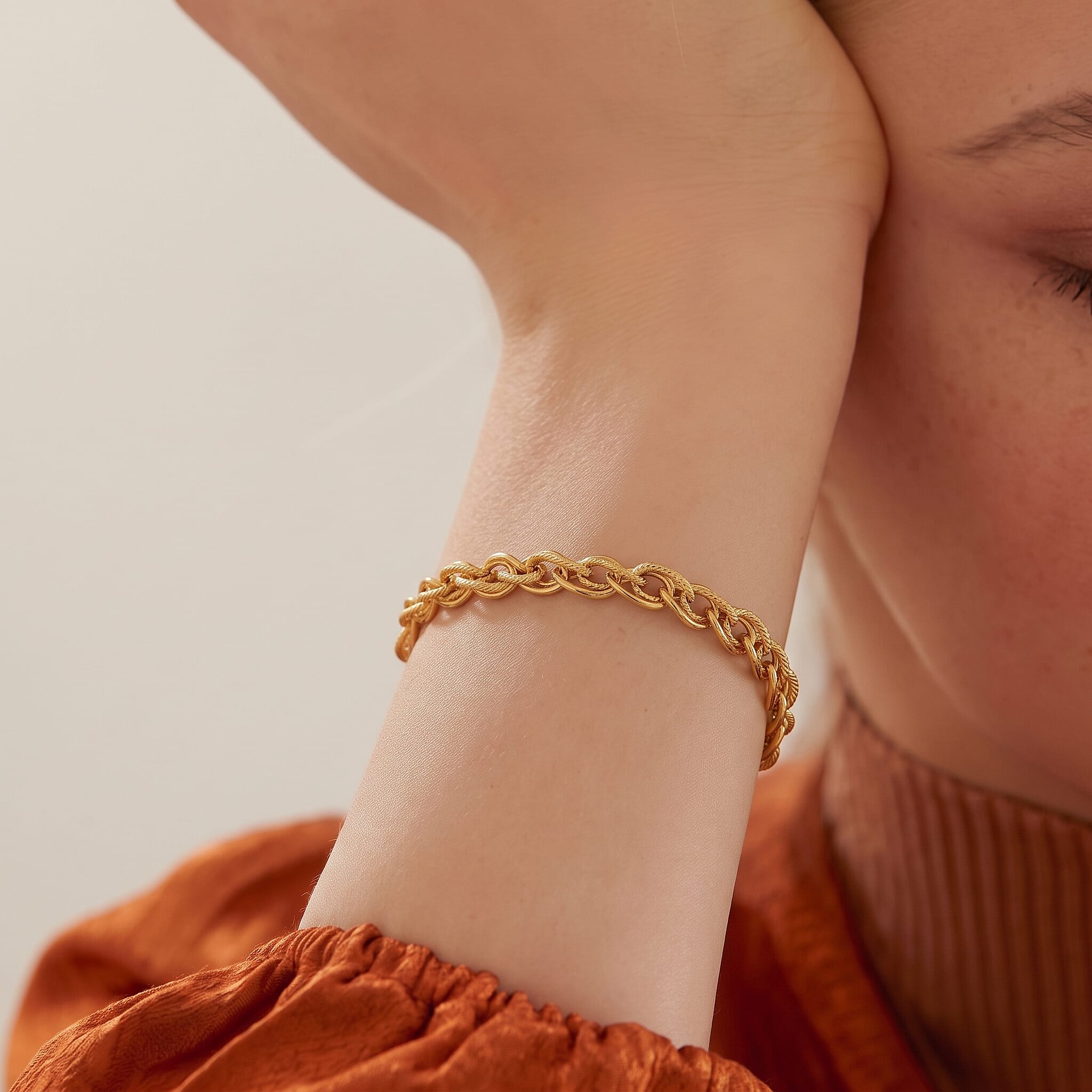 Maestro Collection - 9K Yellow Gold Godronato Eye Bracelet (Size - 7.5) Gold Wt 3.42gms