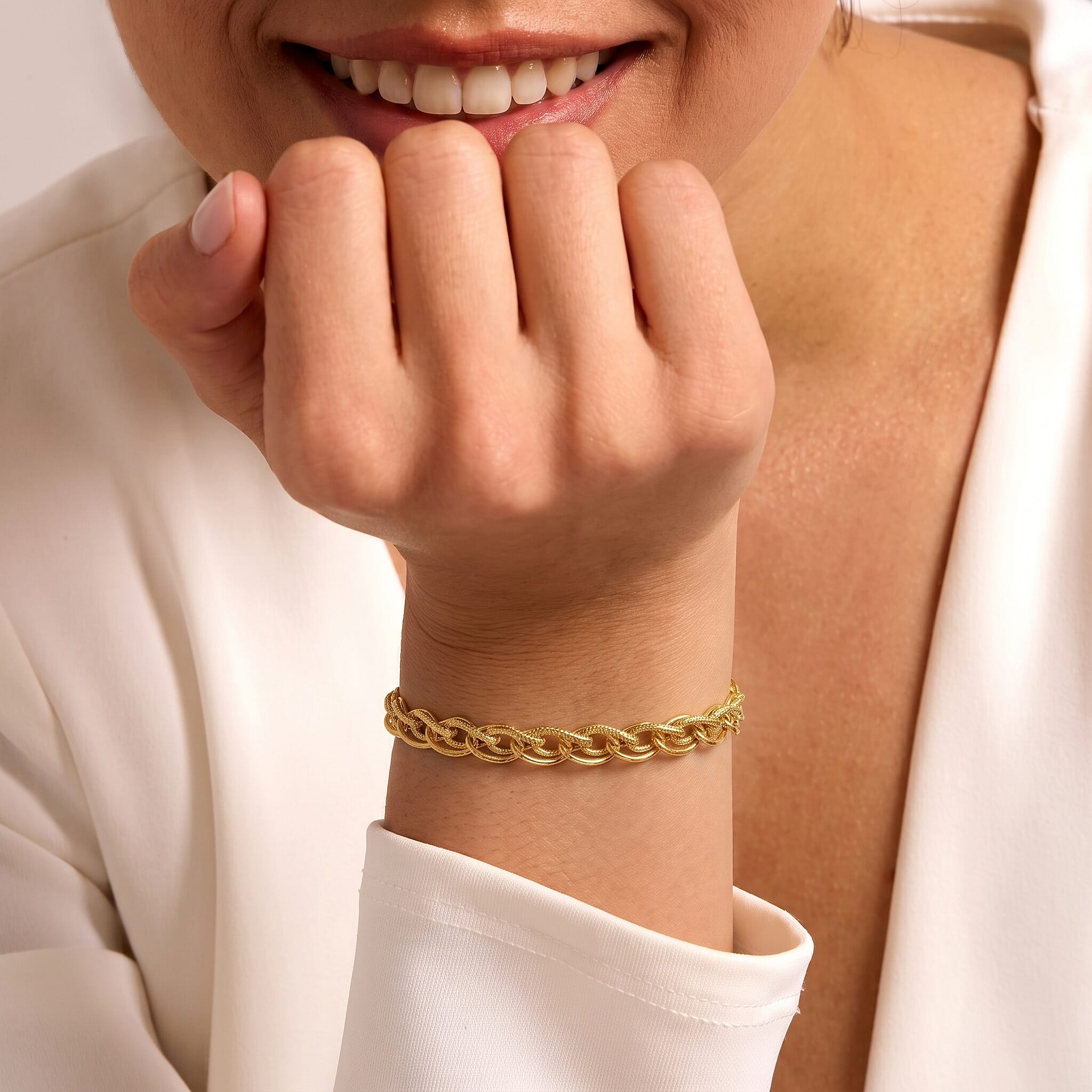 Maestro Collection - 9K Yellow Gold Godronato Eye Bracelet (Size - 7.5) Gold Wt 3.42gms