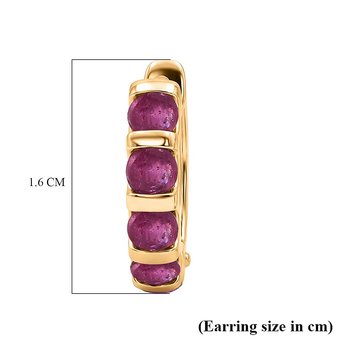 D'Joy African Ruby Hoop Earring in Yellow Gold Plated Sterling Silver 1.70 Ct.
