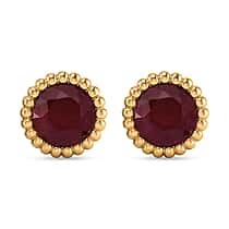 D'Joy African Ruby Earring with Push Back in Yellow Gold Plated  Sterling Silver 1.34 Ct.