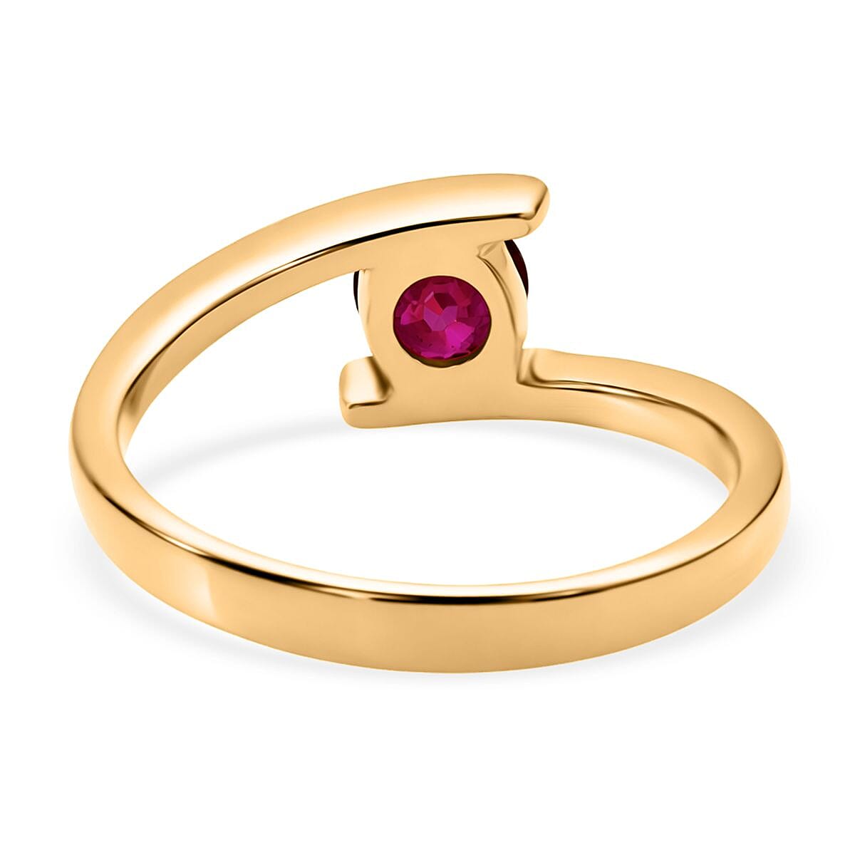 D'Joy African Ruby Solitaire Bypass Ring in Yellow Gold Plated Sterling Silver 1.25 Ct.