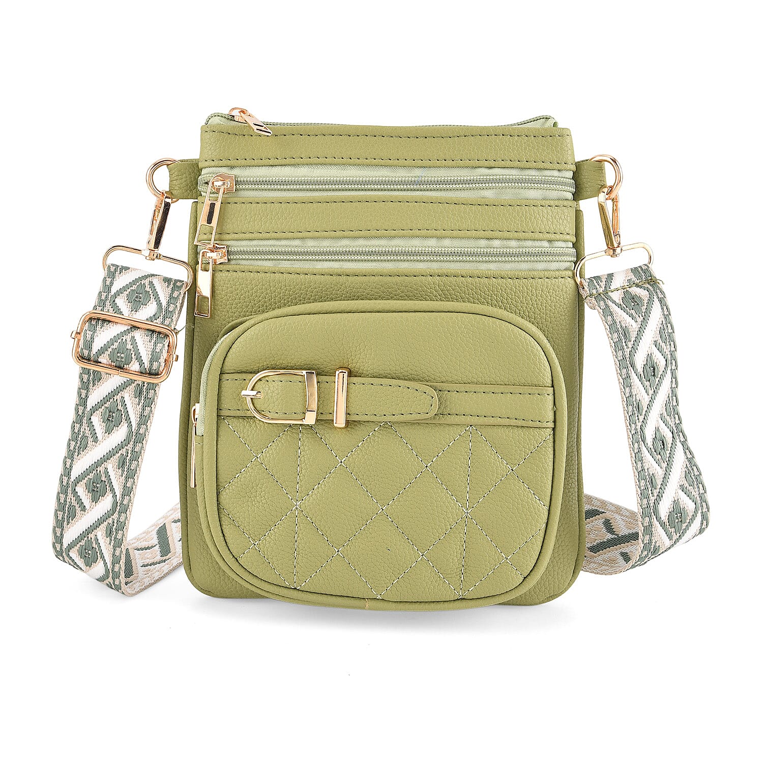 Webbing Strap Sling Phone Bag - Green