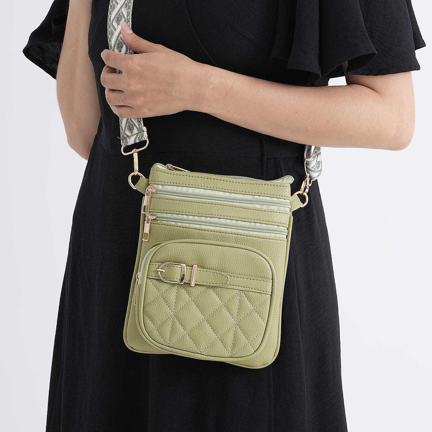 Webbing Strap Sling Phone Bag - Green