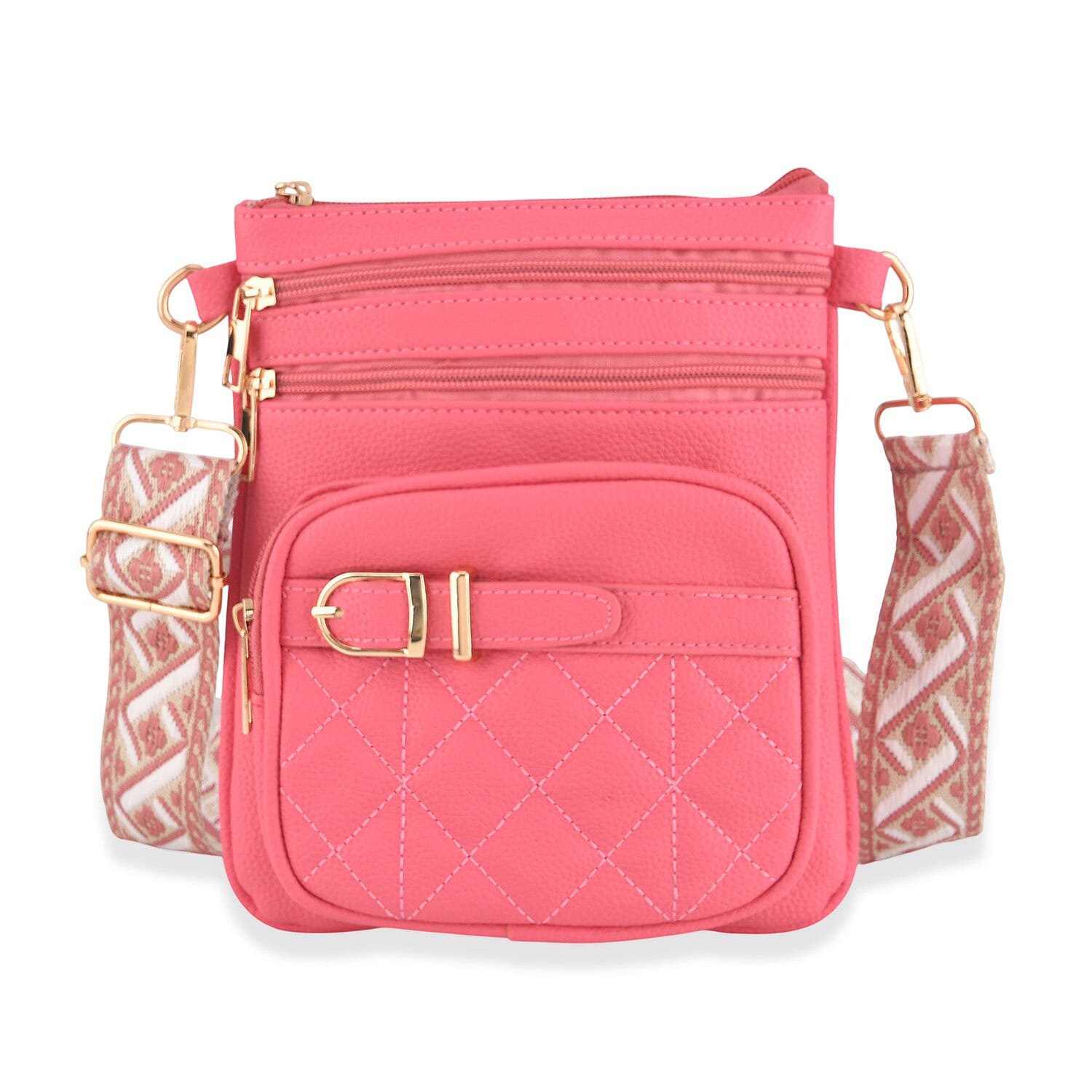 Webbing Strap Sling Phone Bag - Rose Pink