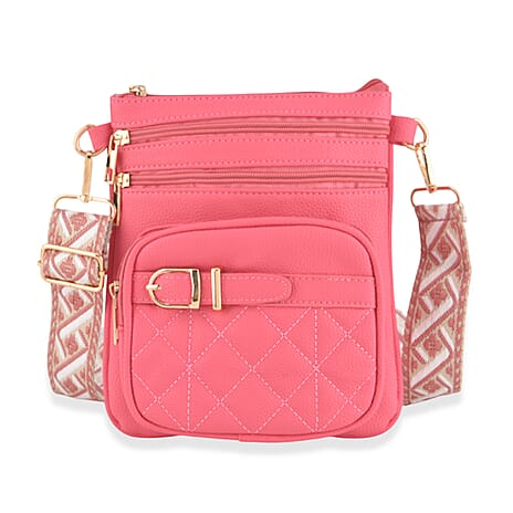 Webbing Strap Sling Phone Bag - Rose Pink