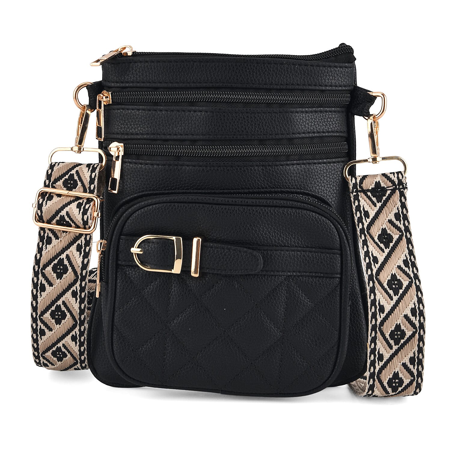 Webbing Strap Sling Phone Bag - Black