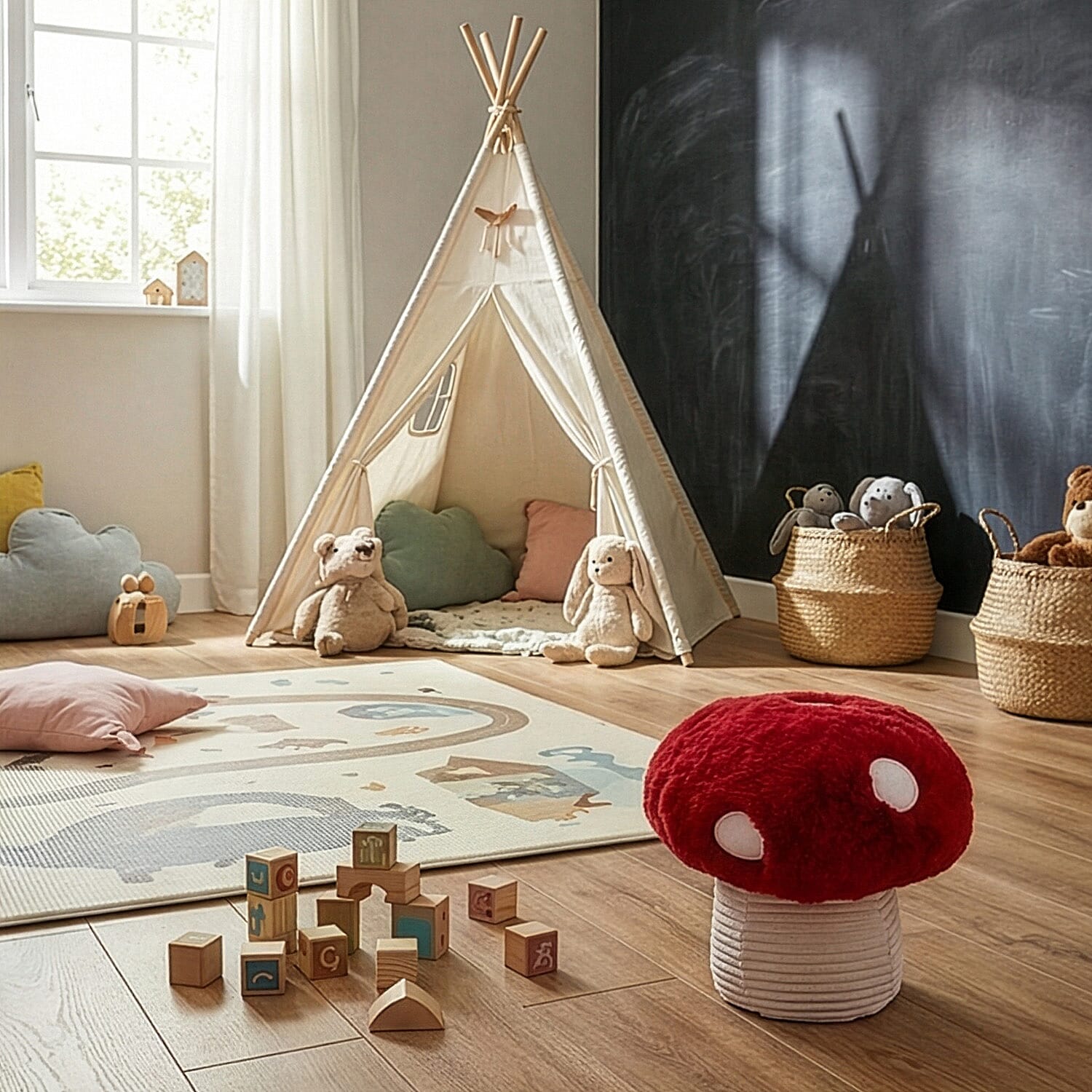 Toadstool Decorative Weighted Door Stop (23 cm) - Red