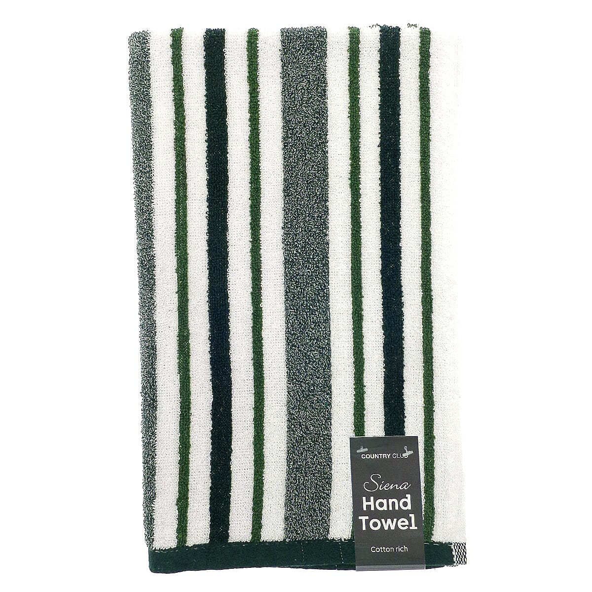 Sienna Stripe Cotton Rich Hand Towel (50 x 80cm) - White & Green