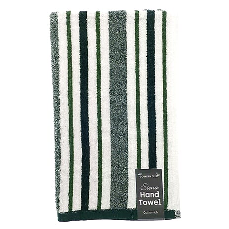 Sienna Stripe Cotton Rich Hand Towel (50 x 80cm) - White & Green