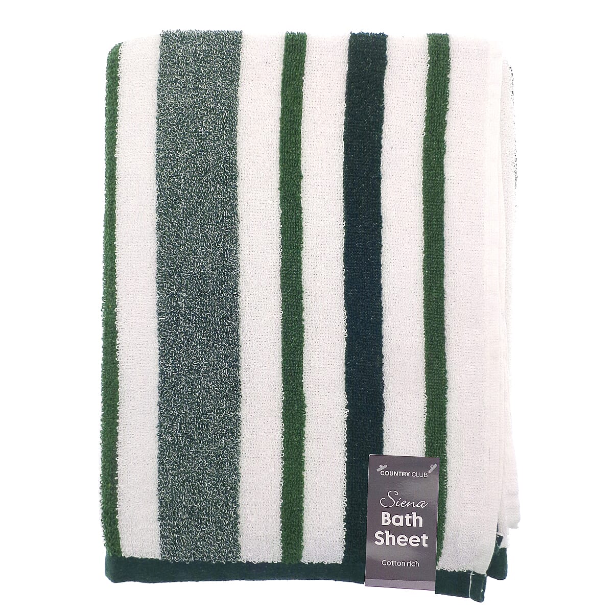 Sienna Stripe Cotton Rich Bath Sheet (150 x 86cm) - White & Green