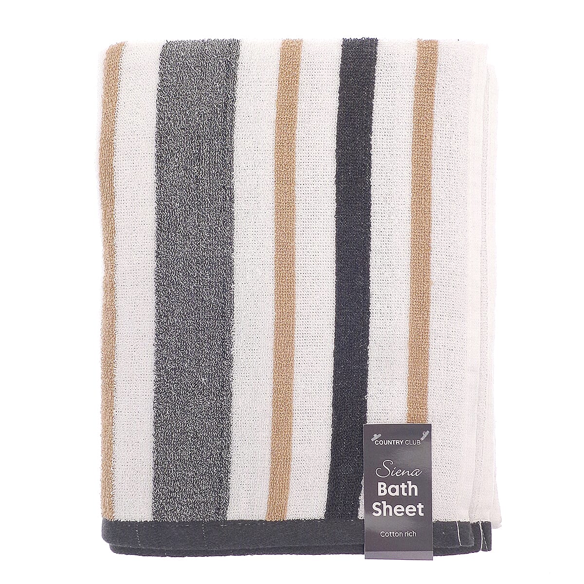 Sienna Stripe Cotton Rich Bath Sheet (150 x 86 cm) - White & Grey