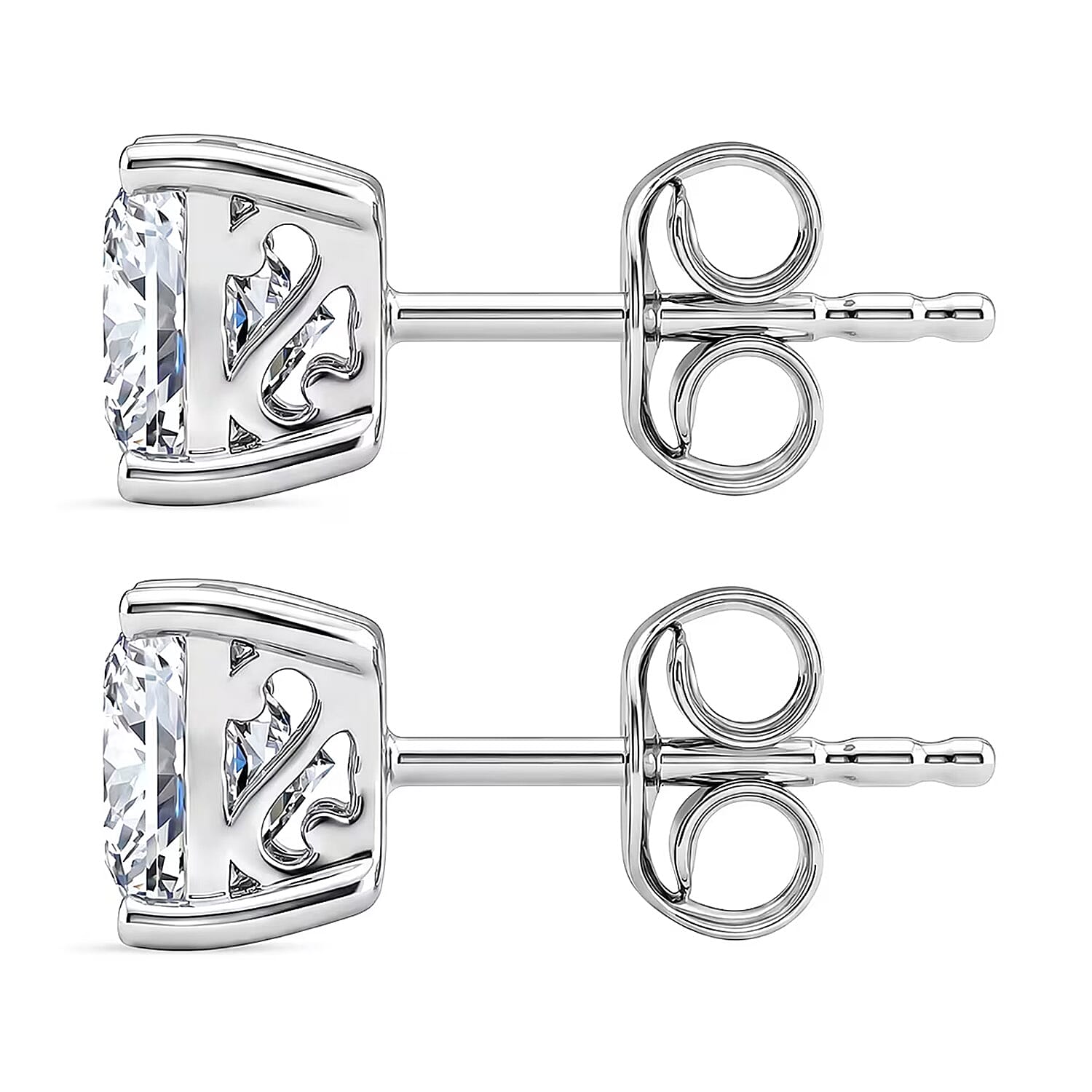 Luxuriant - 9K White Gold SGL Certified Lab Grown Diamond (VS-E-F) Solitaire Stud Push Post Earring 2.07 Ct.