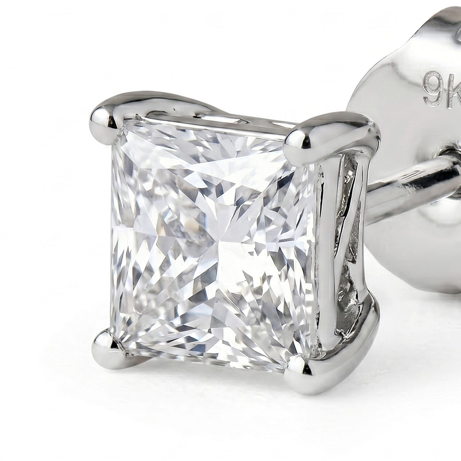 Luxuriant - 9K White Gold SGL Certified Lab Grown Diamond (VS-E-F) Solitaire Stud Push Post Earring 2.07 Ct.