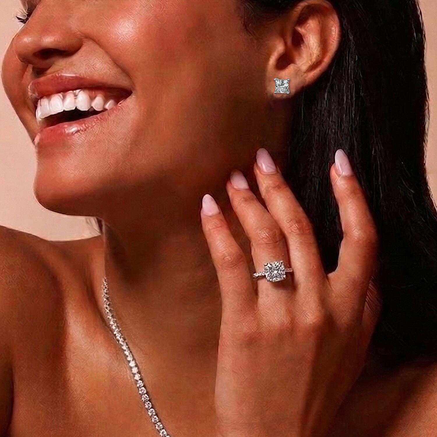 Luxuriant 9K White Gold SGL Certified VS-E-F Lab Grown Diamond Solitaire Stud Push Post Earring 2.07 Ct.