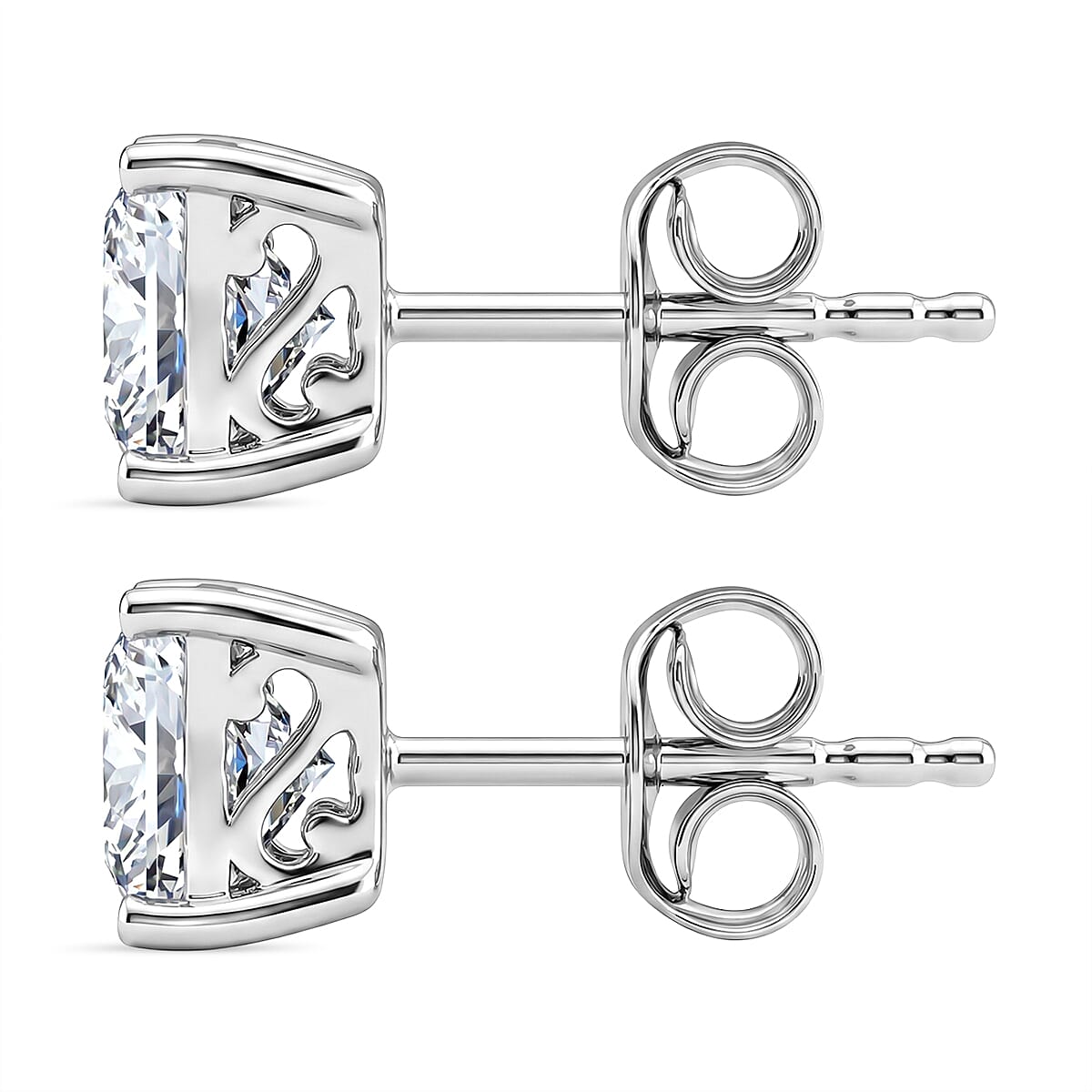 Luxuriant 9K White Gold SGL Certified VS-E-F Lab Grown Diamond Solitaire Stud Push Post Earring 2.07 Ct.