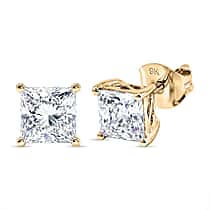 LUXURIANT 2 Ct. Lab Grown Diamond Solitaire Stud Push Post Earring in 9K Yellow Gold SGL Certified (VS-E-F)