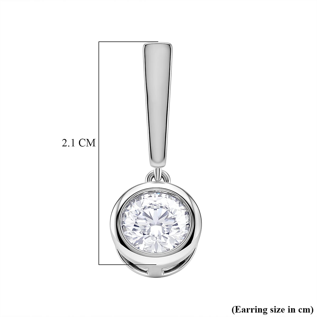 D'Joy Moissanite GRA Certified Solitaire Earring with Push Back in Rhodium Overlay Sterling Silver 1.52 Ct.
