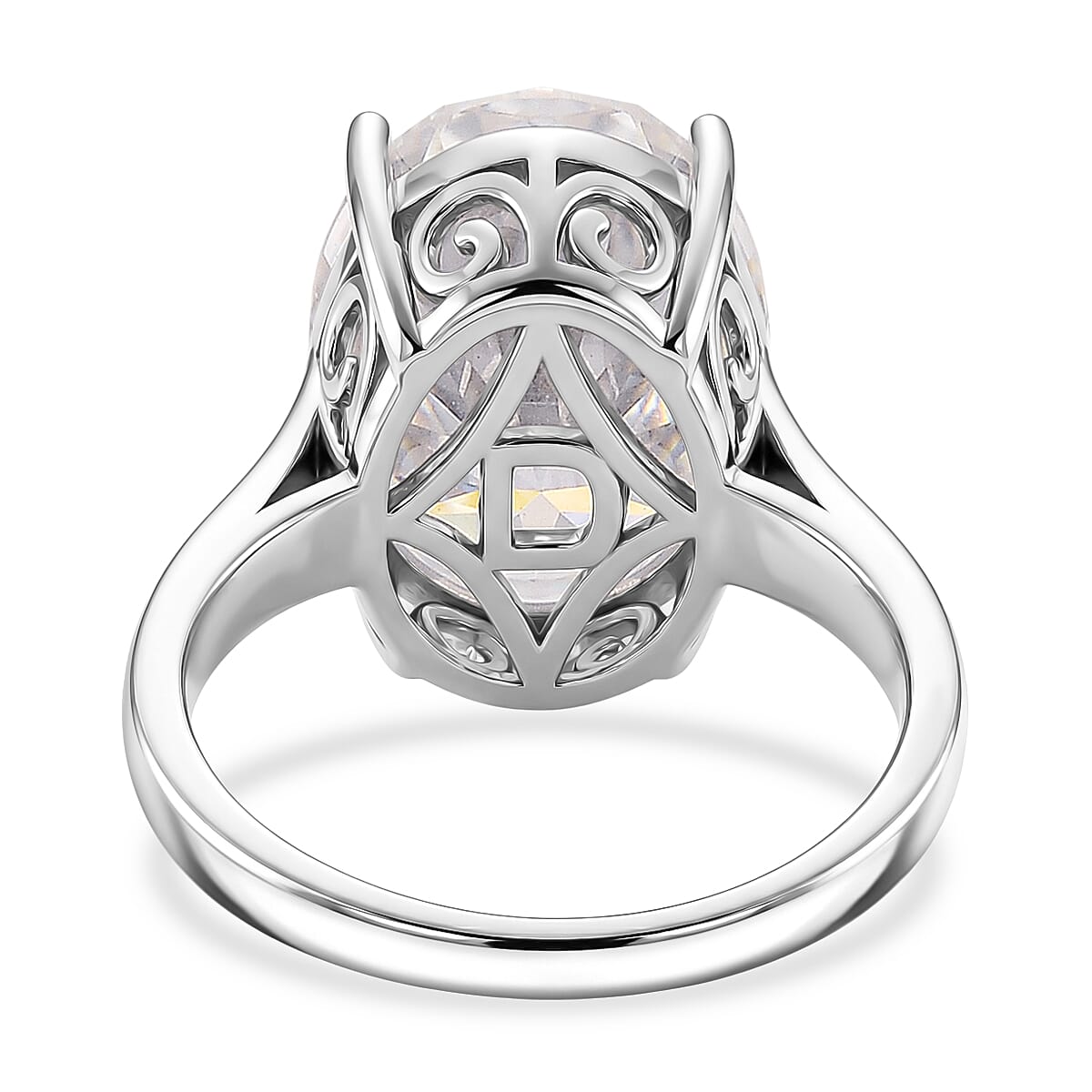 D'Joy - Moissanite Solitaire Ring in Rhodium Overlay Sterling Silver  10.00 Ct.