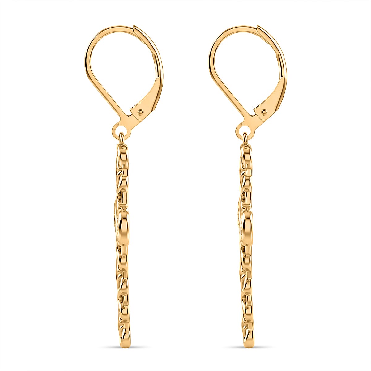 EverTrue Cross Earring with Lever Back in Yellow Gold Tone