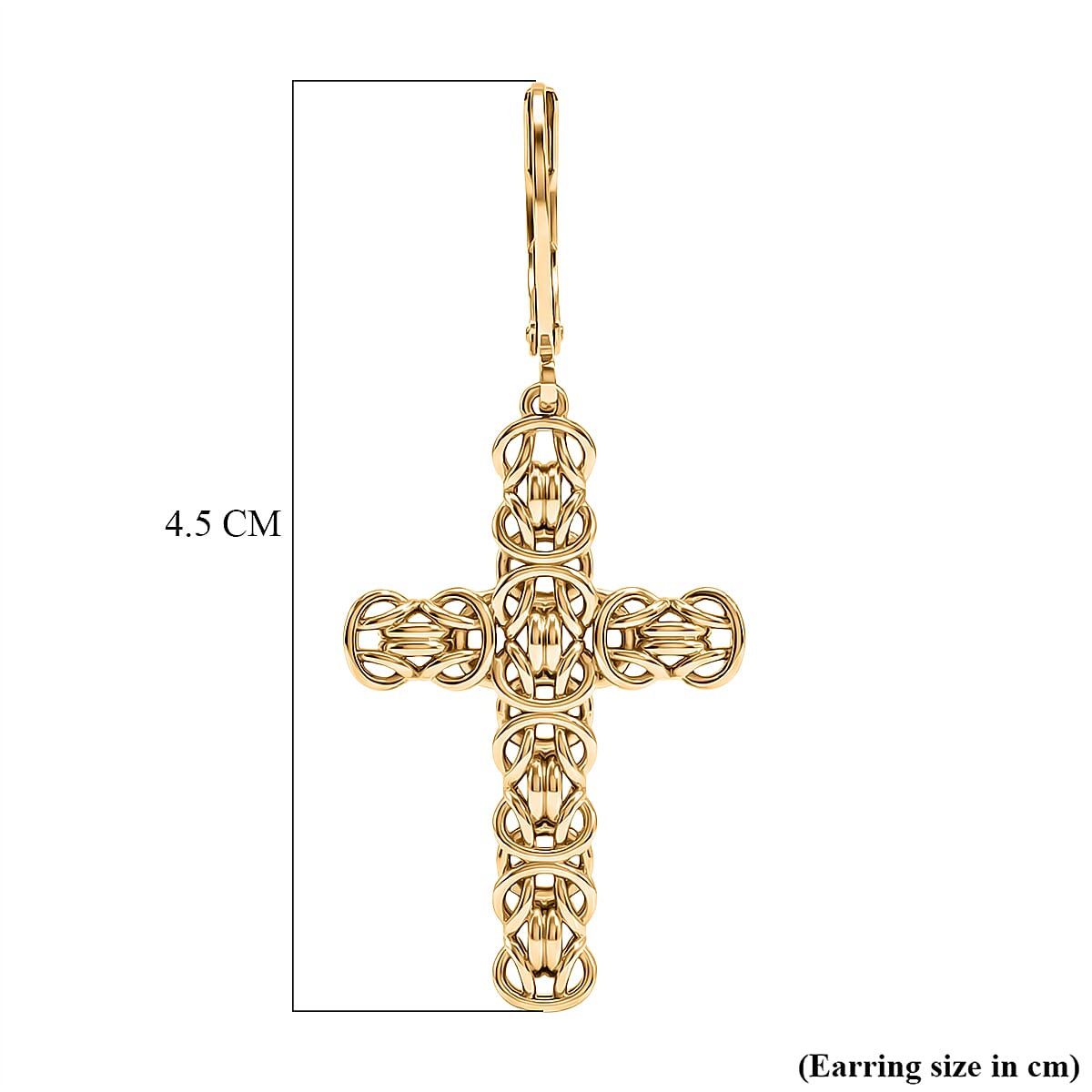 EverTrue Cross Earring with Lever Back in Yellow Gold Tone