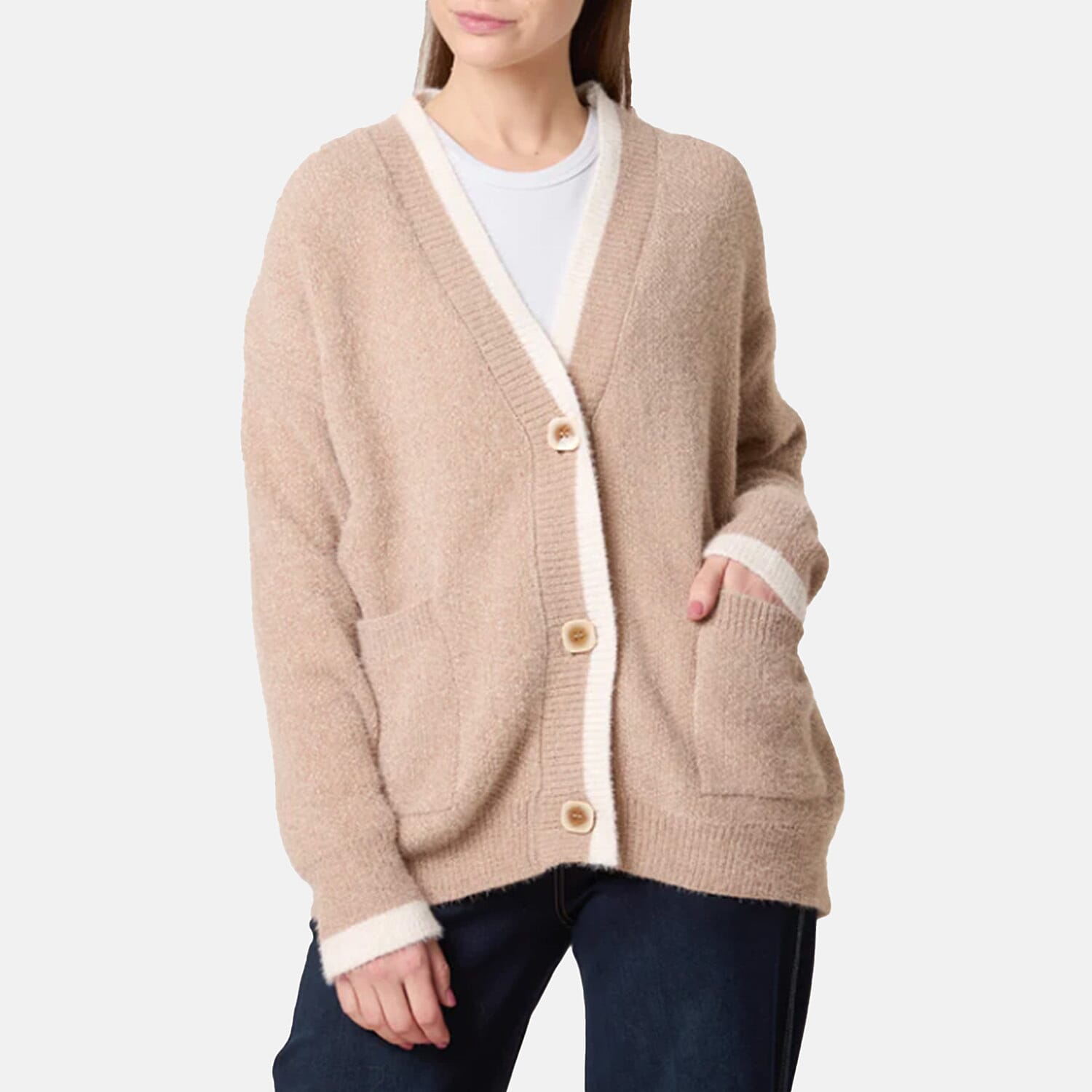 Wildflower Cosy Knit Contrast Pocket Cardigan