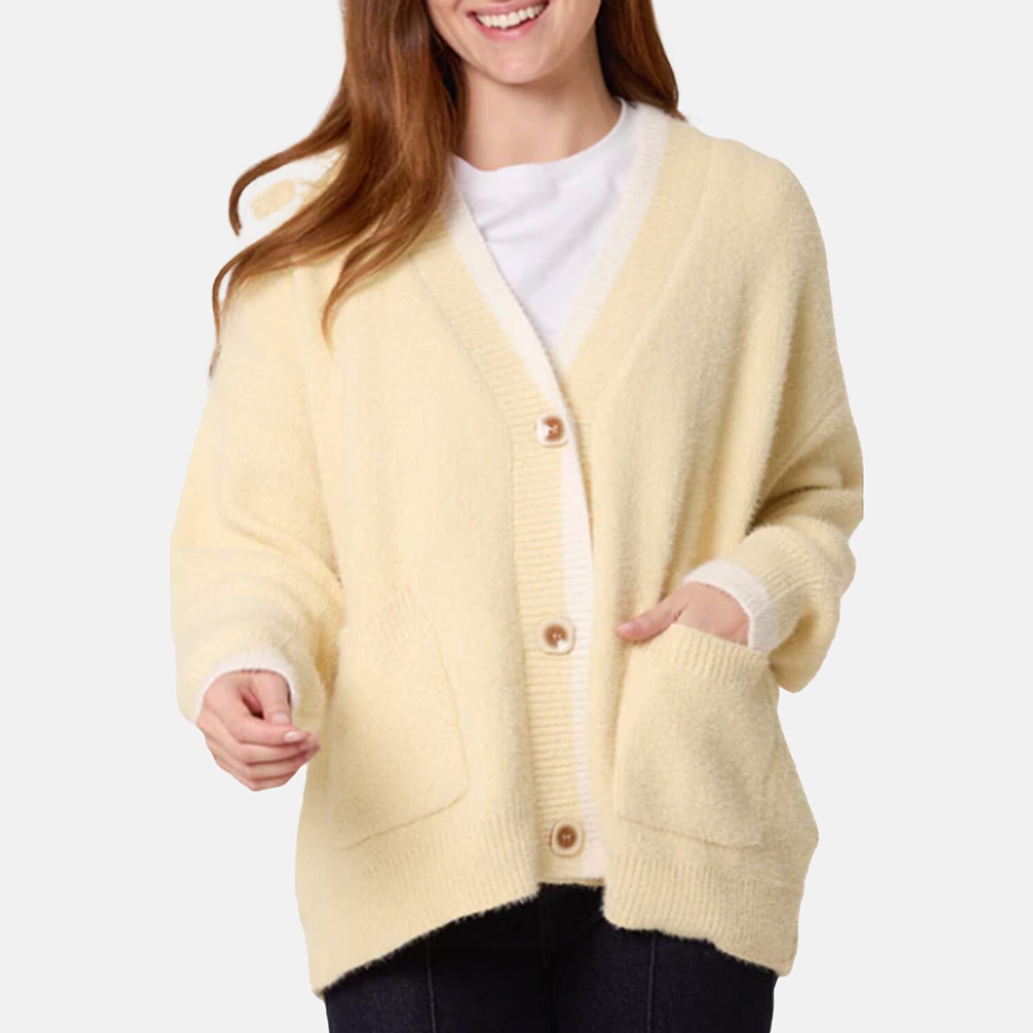 Wildflower Cosy Knit Contrast Pocket Cardigan