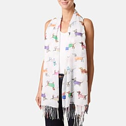 QED London Sausage Dog Print Scarf (One Size) - Blue