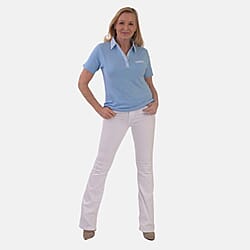 Beaumonde Ladies Short Sleeve Polo With Woven Floral Print Collar