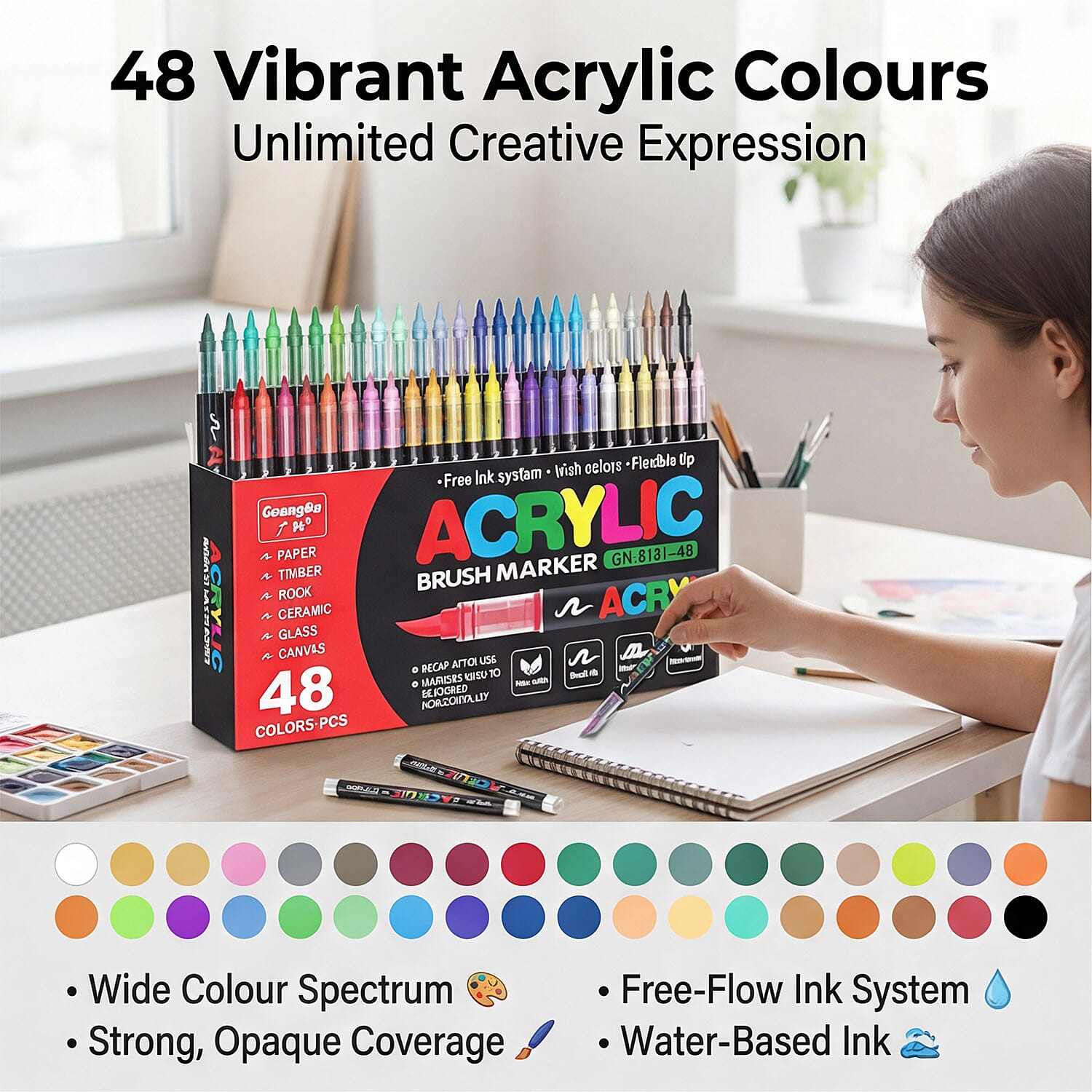 Pack of 48 Acralic Colour Set
