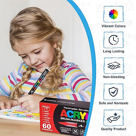 Pack of 60 Acrylic Colour Set