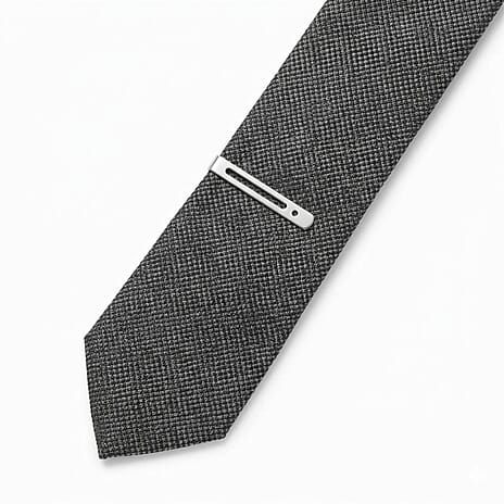 Swarovski Mens 100% Wool Tie with Clip (150 x 7cm) - Grey