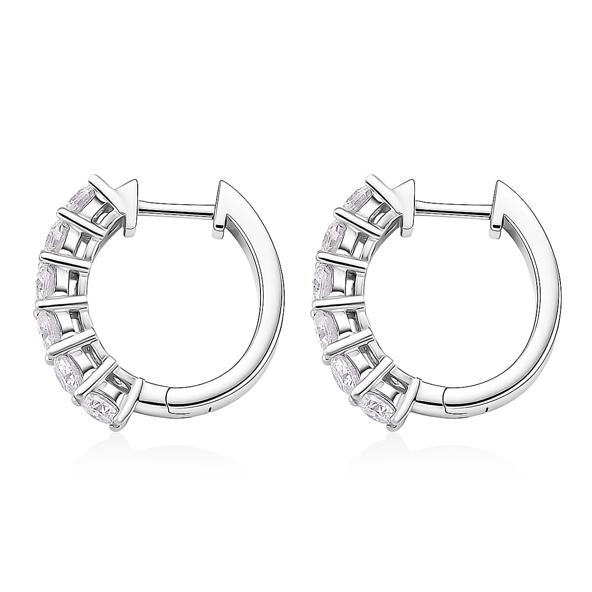 D'Joy GRA Certified Moissanite D-VVS1 Hoop Earring in Rhodium Overlay Sterling Silver 1.32 Ct.