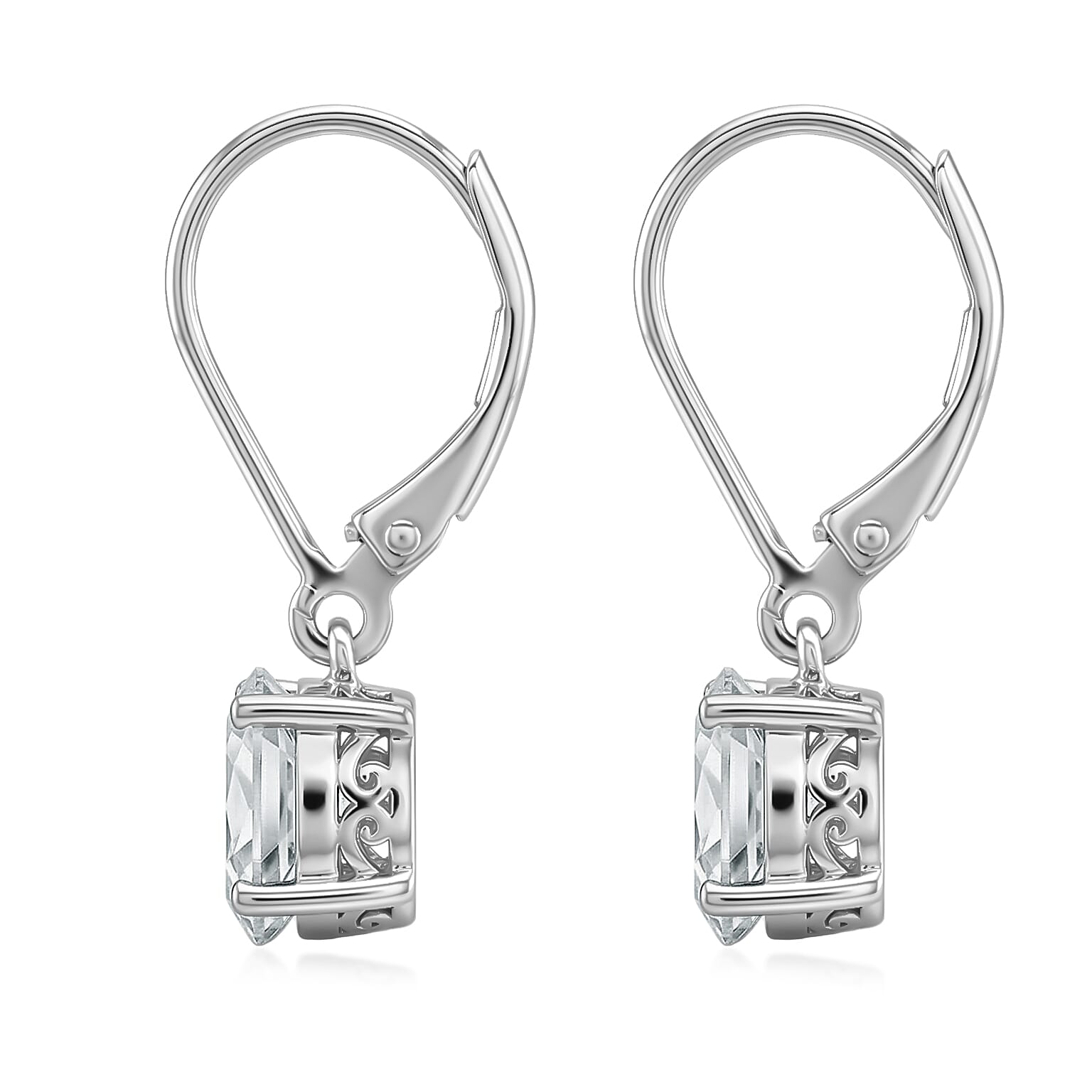 D'Joy Moissanite GRA Certifed Solitaire Earring with Lever Back in Rhodium Overlay Sterling Silver 1.70 Ct.
