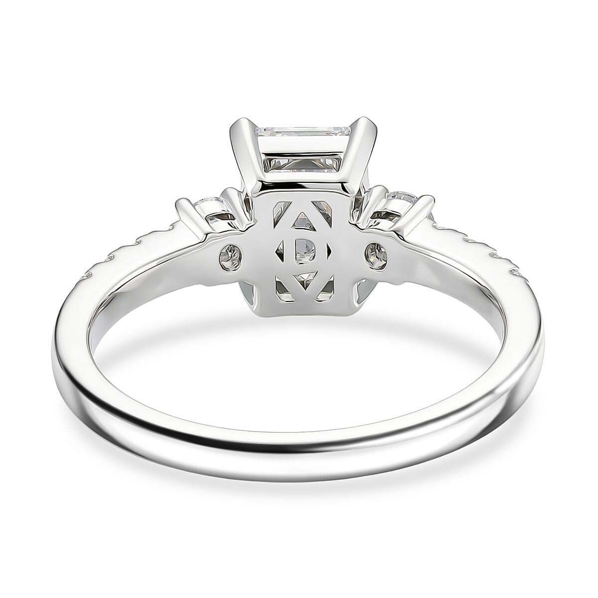 D'Joy - Moissanite GRA Certified Trilogy Ring in Rhodium Overlay Sterling Silver 2.10 Ct.