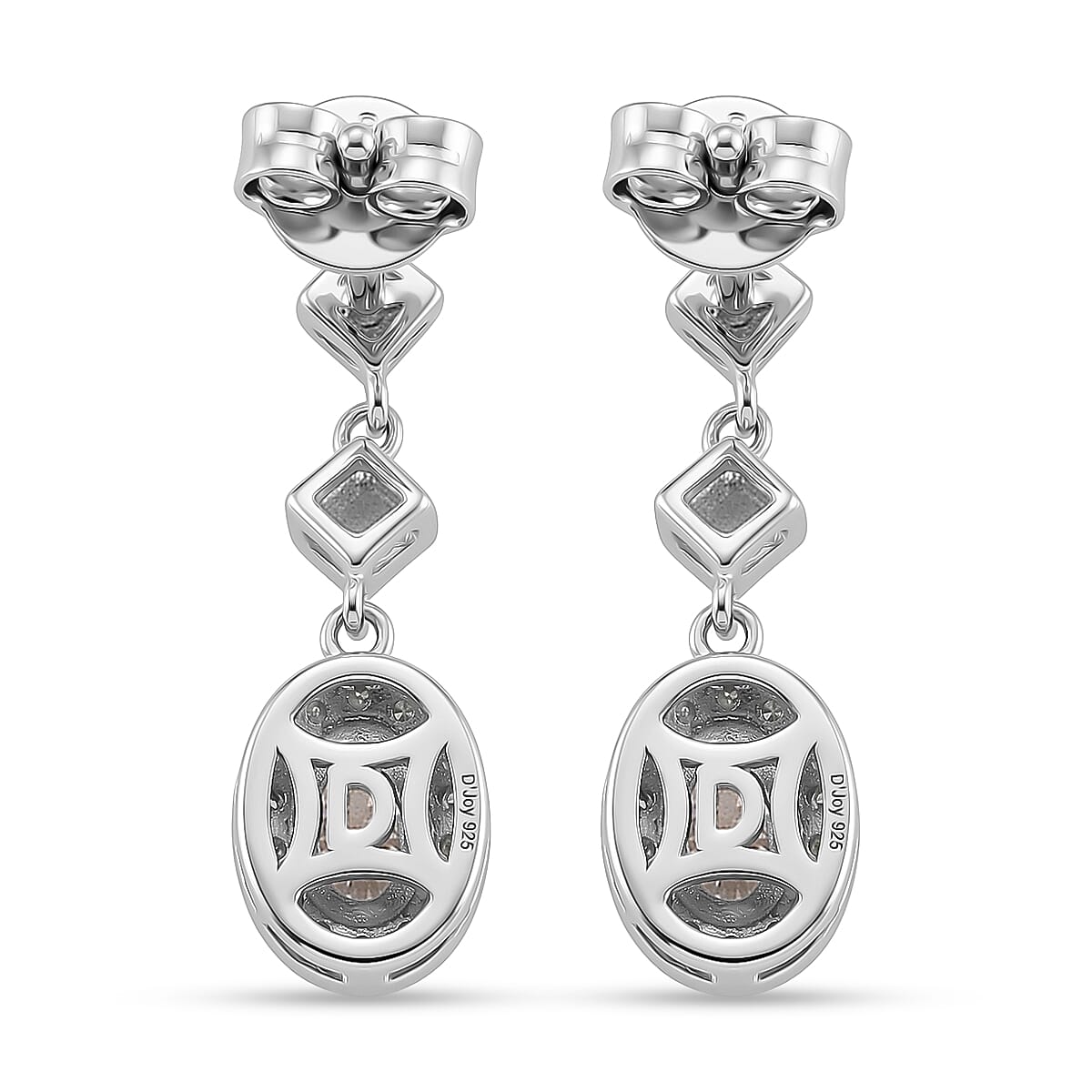 D'Joy GRA Certified Moissanite D-VVS1 Earring with Push Back in Rhodium Overlay Sterling Silver 1.30 Ct.