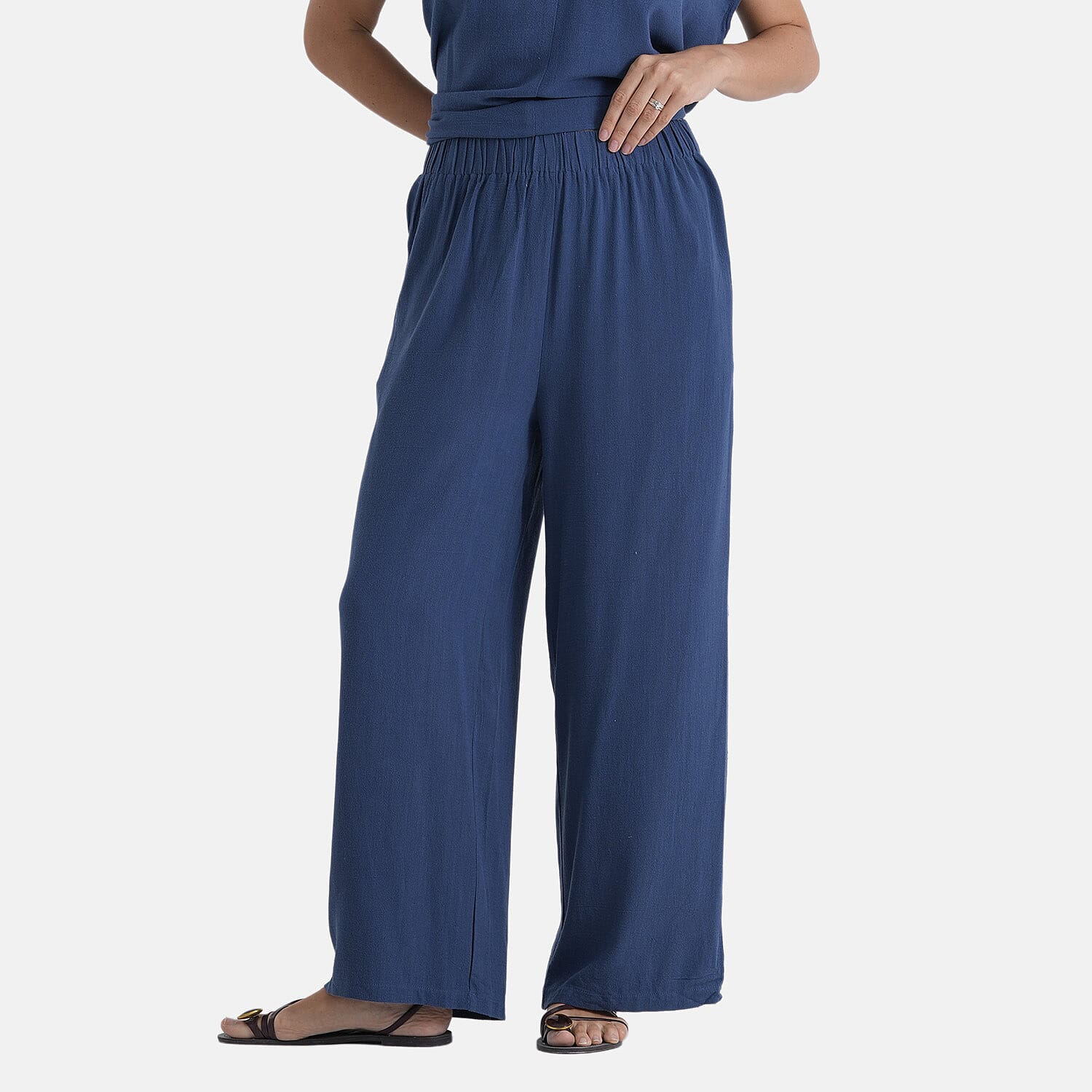 & Maisi Solid Jean and Pant-Trouser (Size - XL) - Navy Blue & Navy Blue