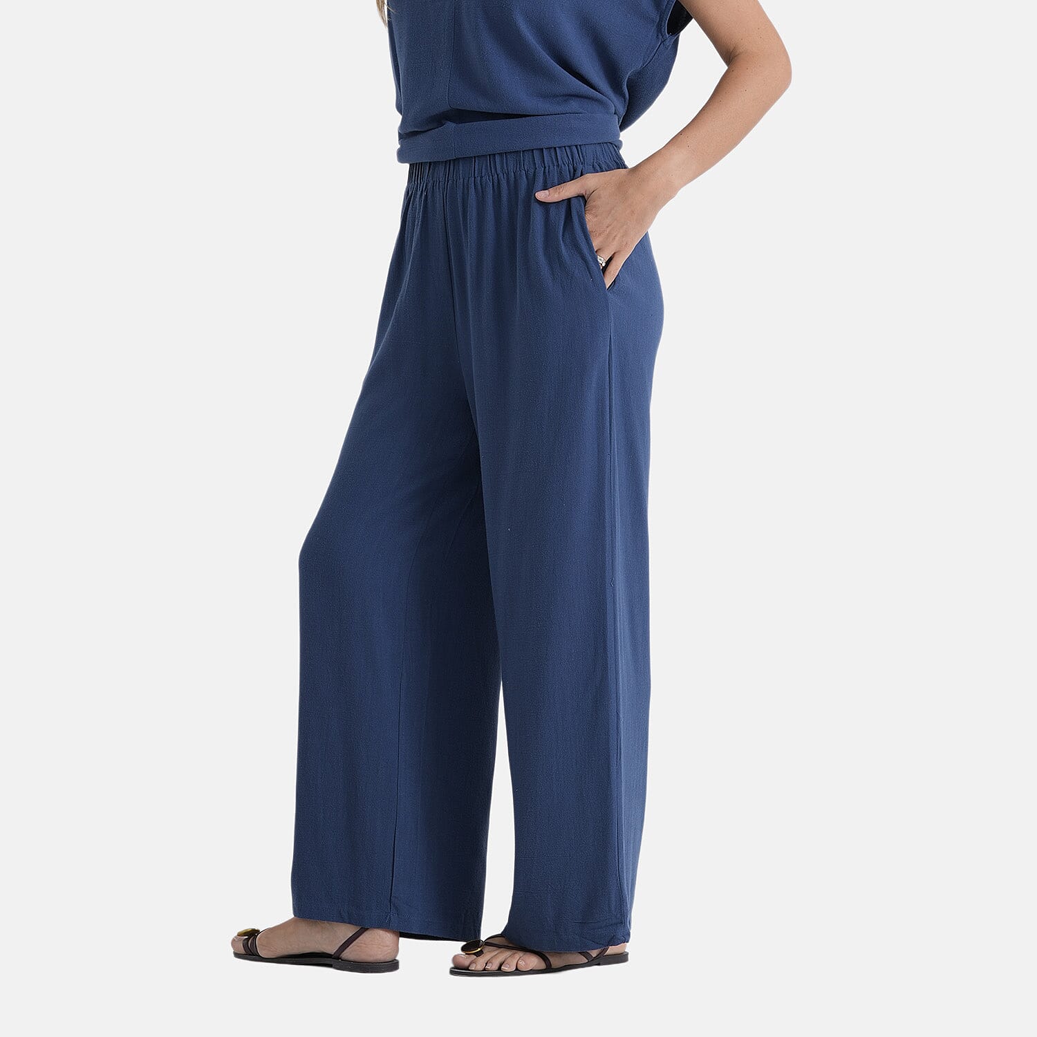 & Maisi Solid Jean and Pant-Trouser (Size - XL) - Navy Blue & Navy Blue