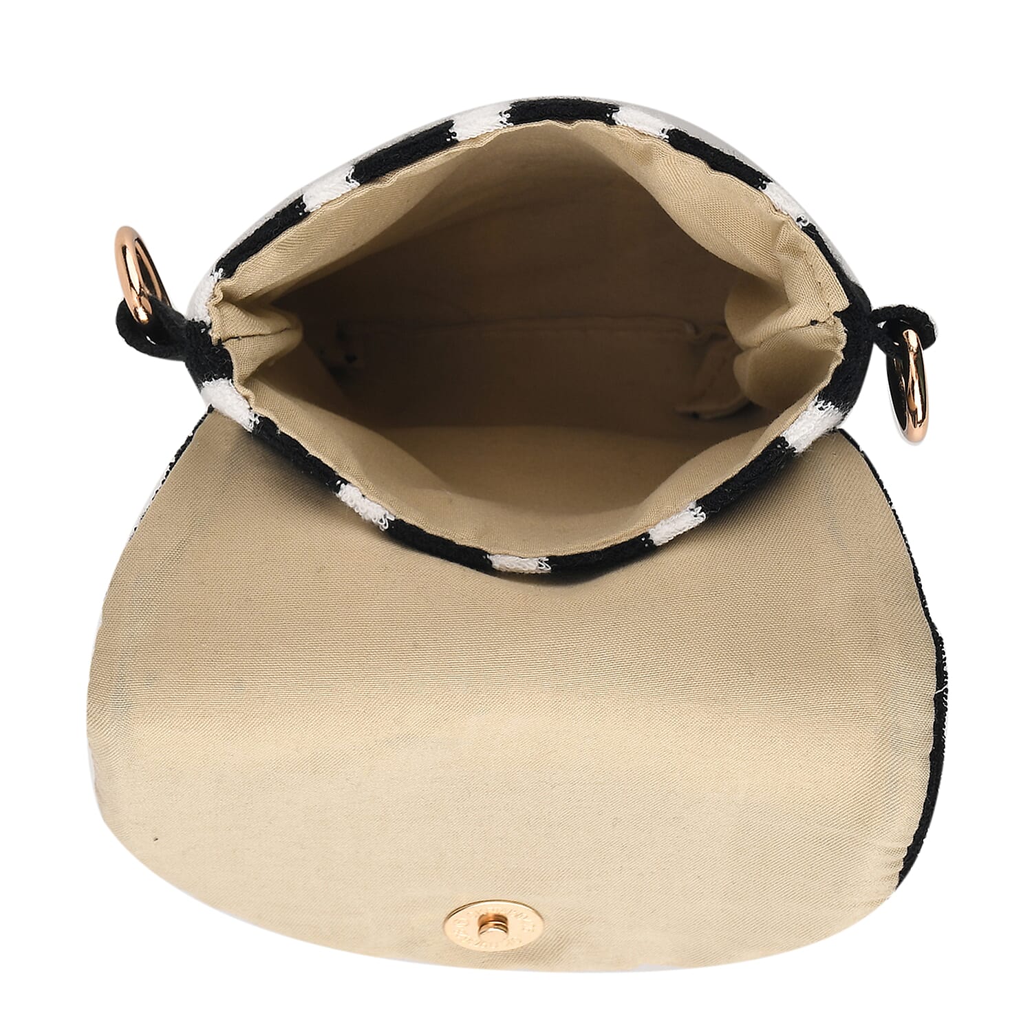 Striped Pattern Phone Sling Bag With Adjustable Shoulder Strap - Black & White