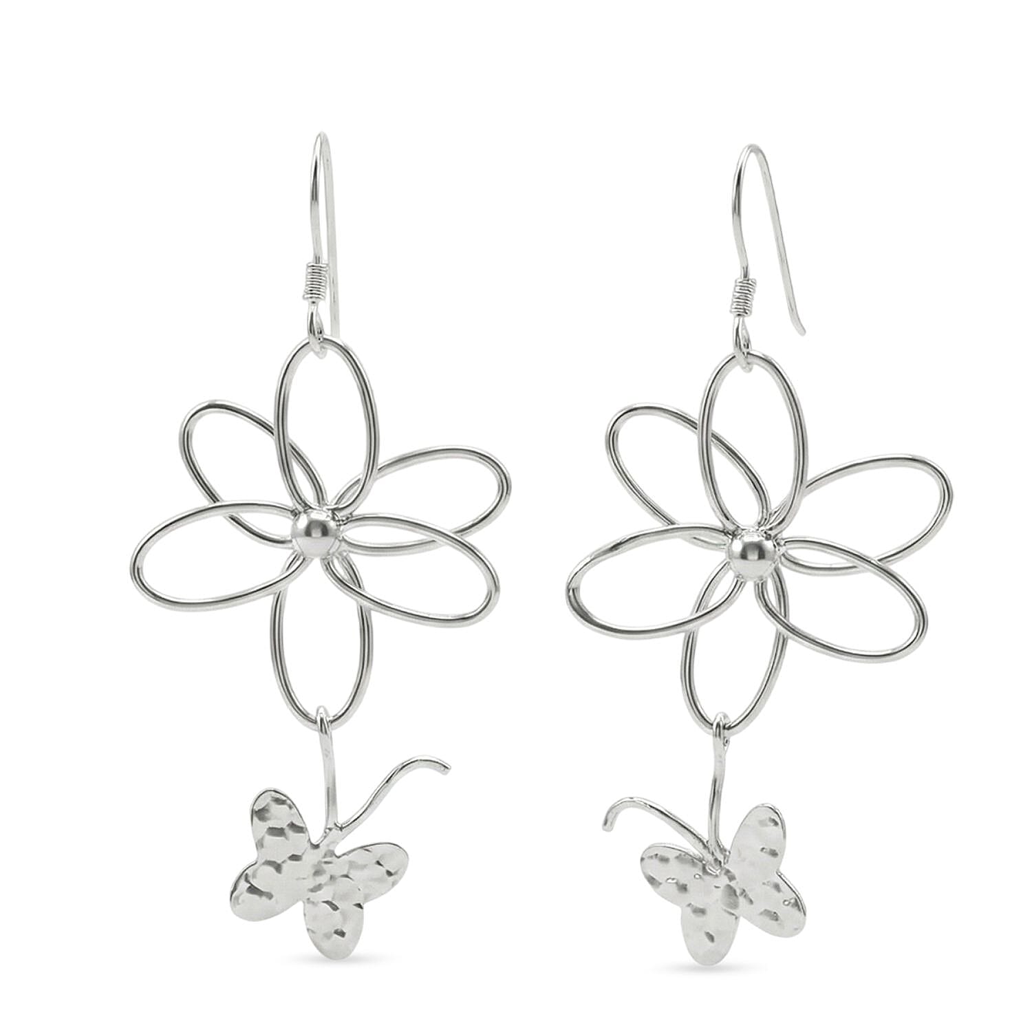 Close Out Deal - Sterling Silver Butterfly Dangling Earring with Hook