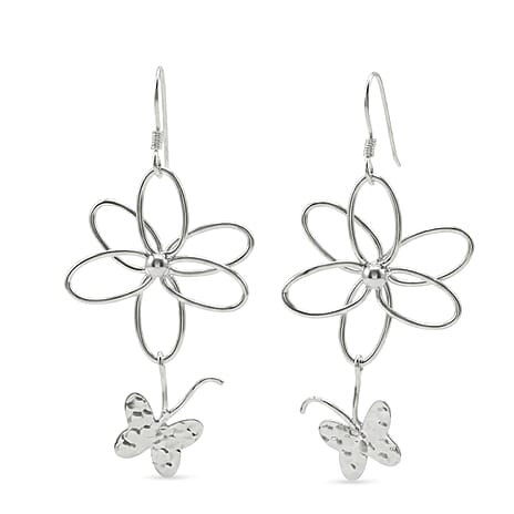 Close Out Deal - Sterling Silver Butterfly Dangling Earring with Hook