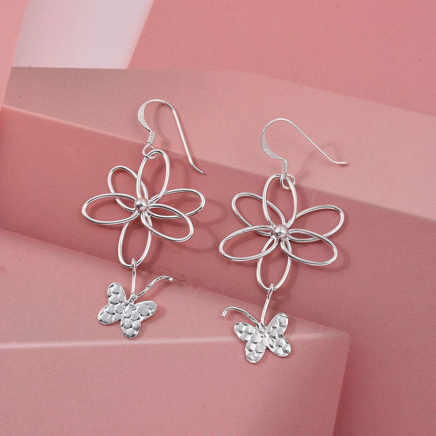 Close Out Deal - Sterling Silver Butterfly Dangling Earring with Hook