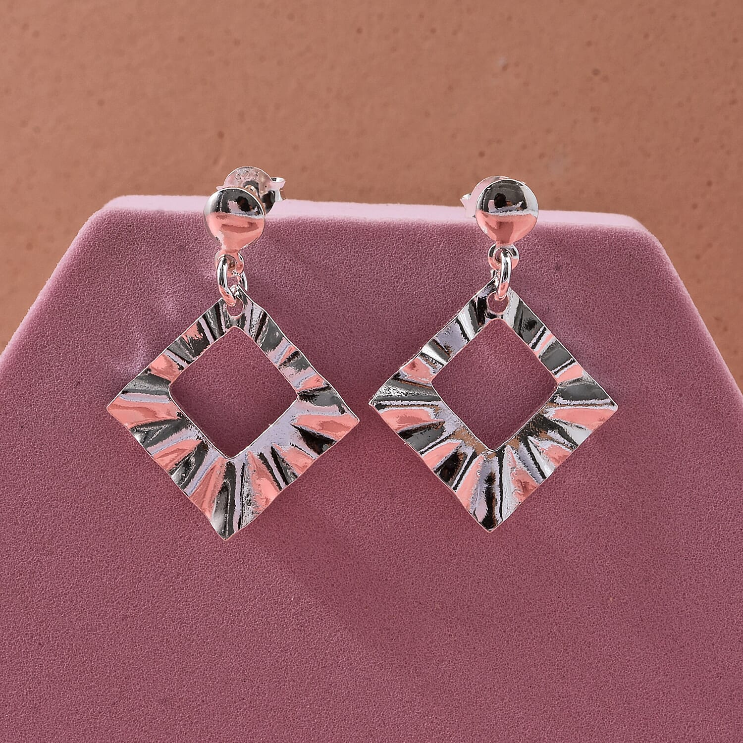 Close Out Deal - Sterling Silver Rhombus Drop Earring with Push Back