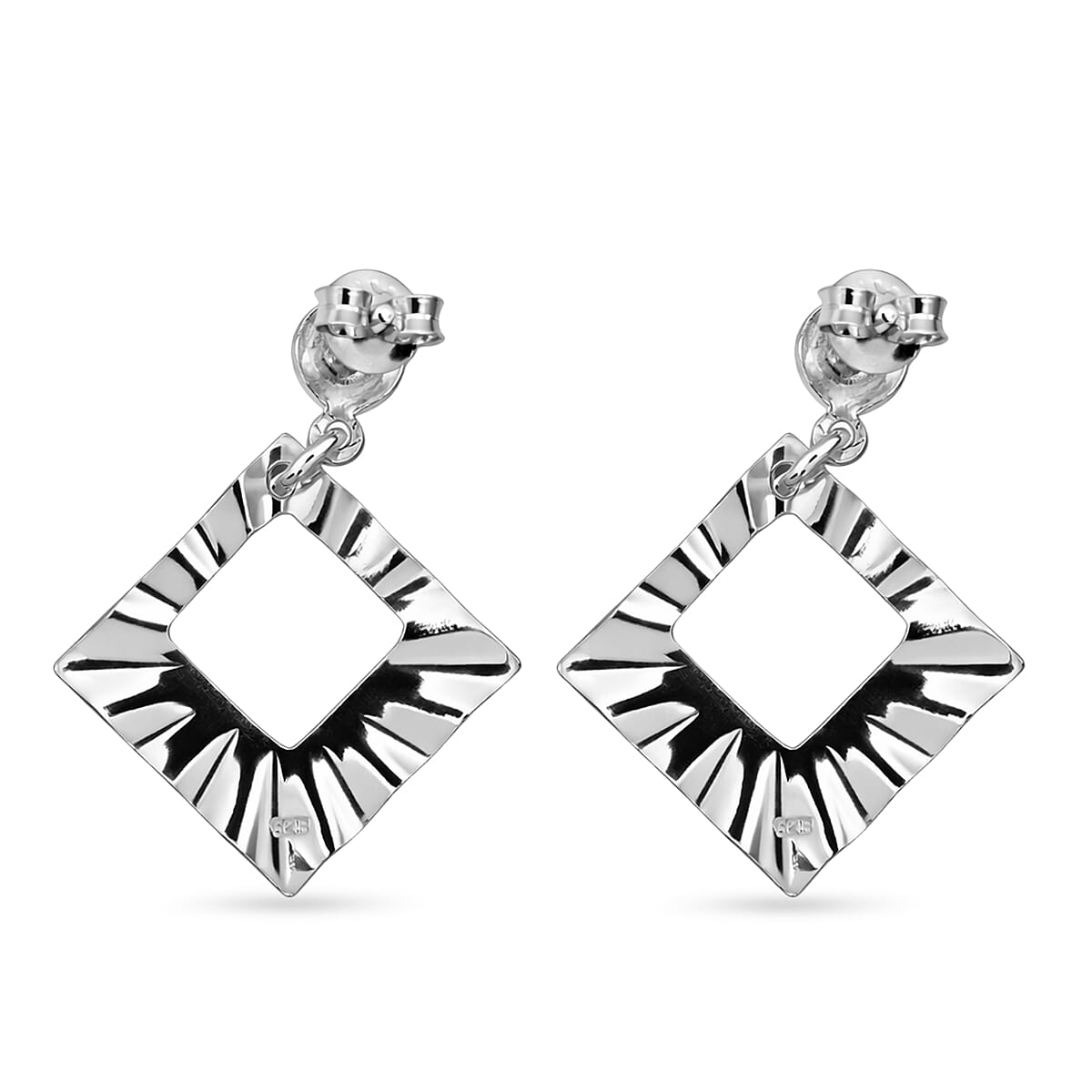 Close Out Deal - Sterling Silver Rhombus Drop Earring with Push Back