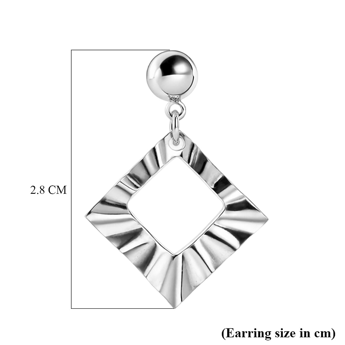 Close Out Deal - Sterling Silver Rhombus Drop Earring with Push Back