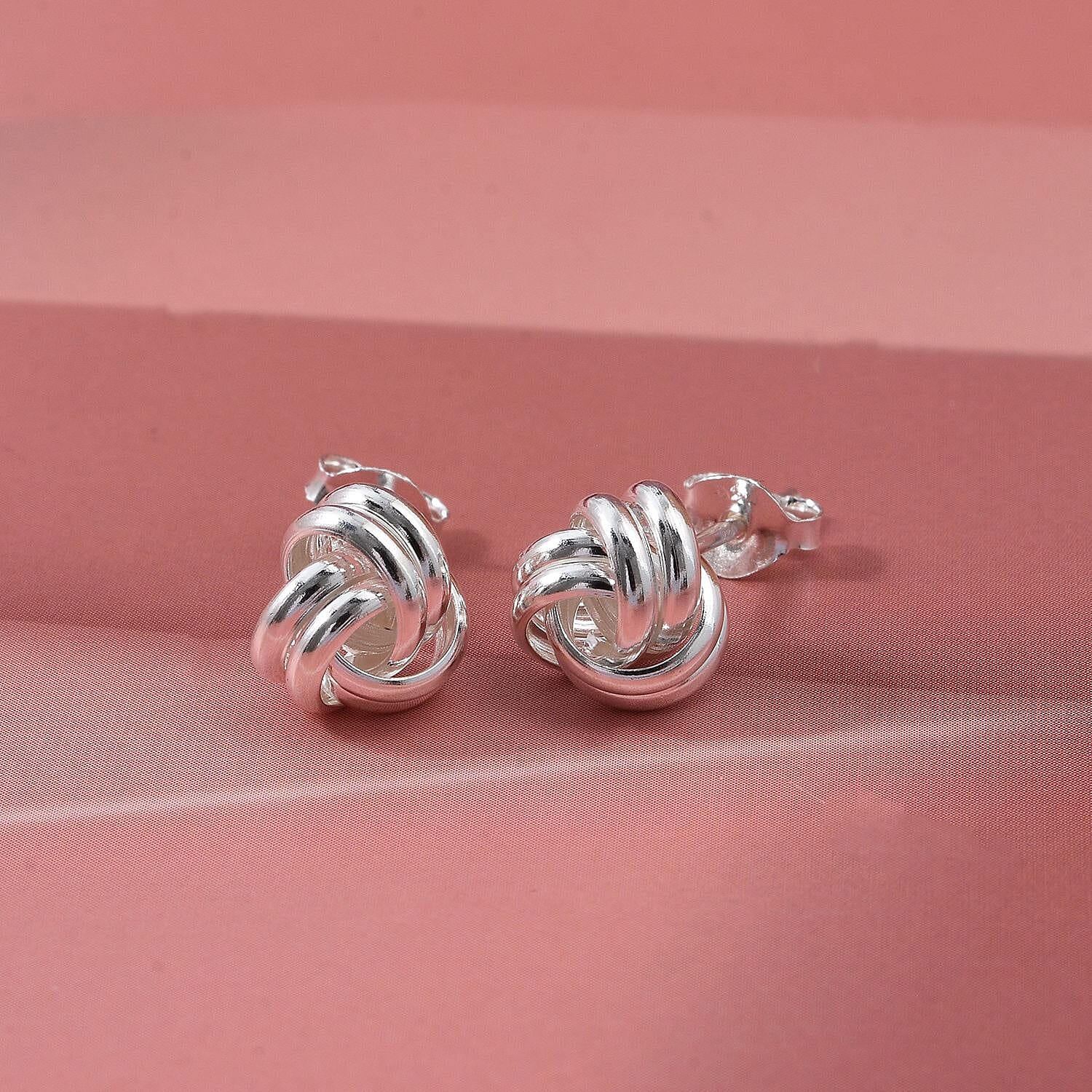 Close Out Deal - Sterling Silver Knot Stud Earring with Push Back