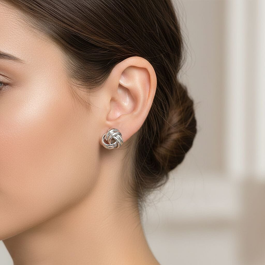 Close Out Deal - Sterling Silver Knot Stud Earring with Push Back