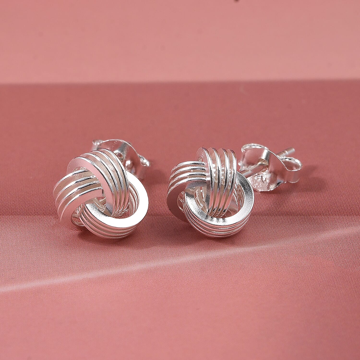 Close Out Deal - Sterling Silver Knot Stud Earring with Push Back